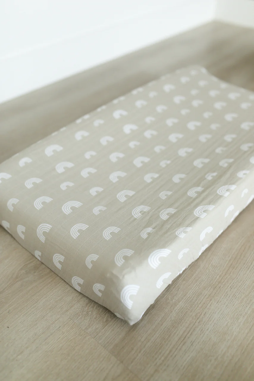 Sand Rainbow Muslin Crib Sheet - Image 3