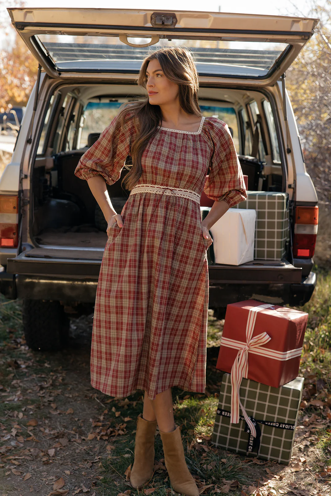 Scholar Plaid Midi Dress - Image 4