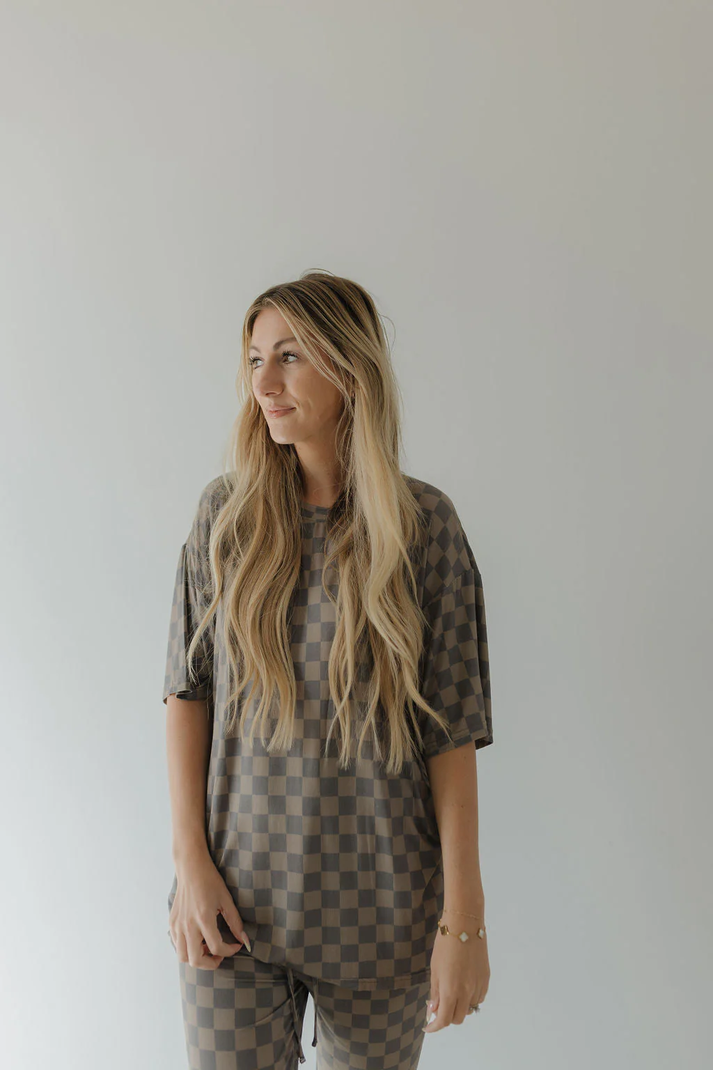 Short Sleeve Women's Bamboo Pajama | Faded Checkerboard