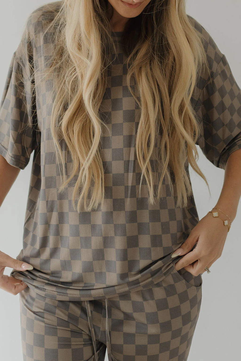 Short Sleeve Women's Bamboo Pajama | Faded Checkerboard - Image 3