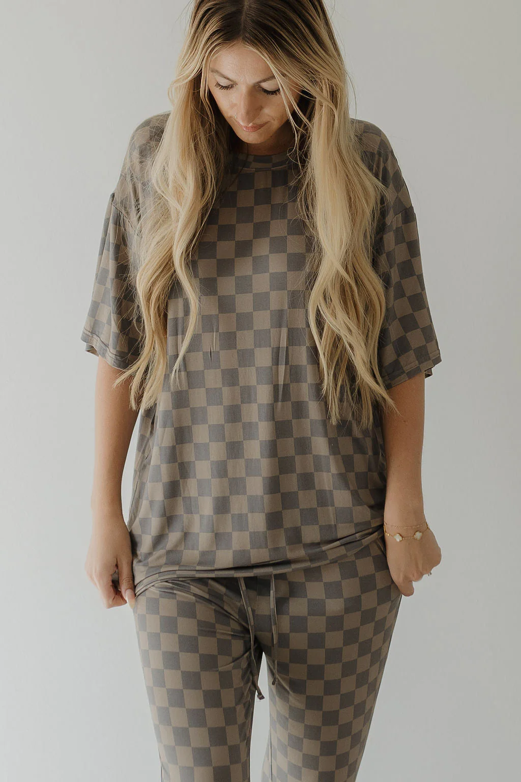 Short Sleeve Women's Bamboo Pajama | Faded Checkerboard - Image 5