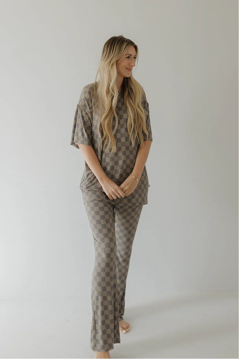 Short Sleeve Women's Bamboo Pajama | Faded Checkerboard - Image 8