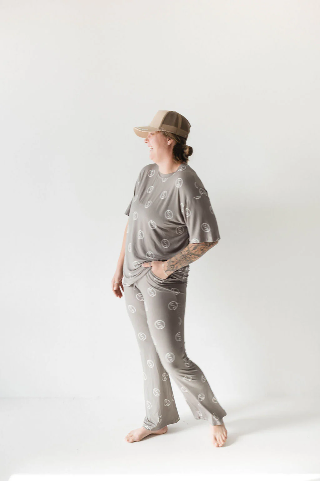 Short Sleeve Women's Bamboo Pajamas | Sage Yin Yang - Image 12