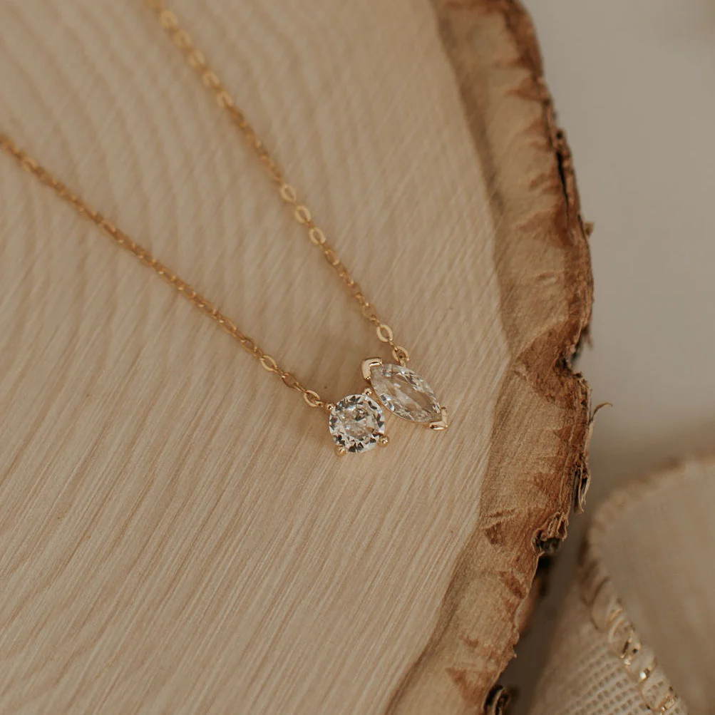 Sloane Two Stone Diamond Necklace - Image 3