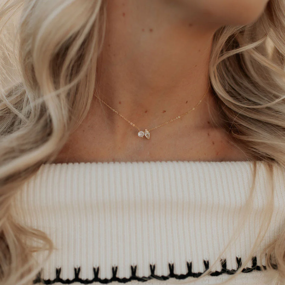 Sloane Two Stone Diamond Necklace - Image 4