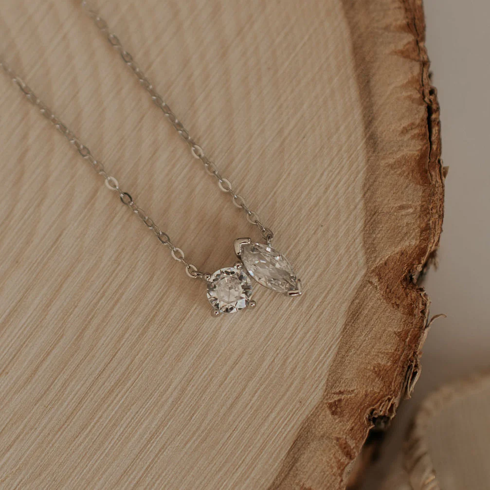 Sloane Two Stone Diamond Necklace - Image 5
