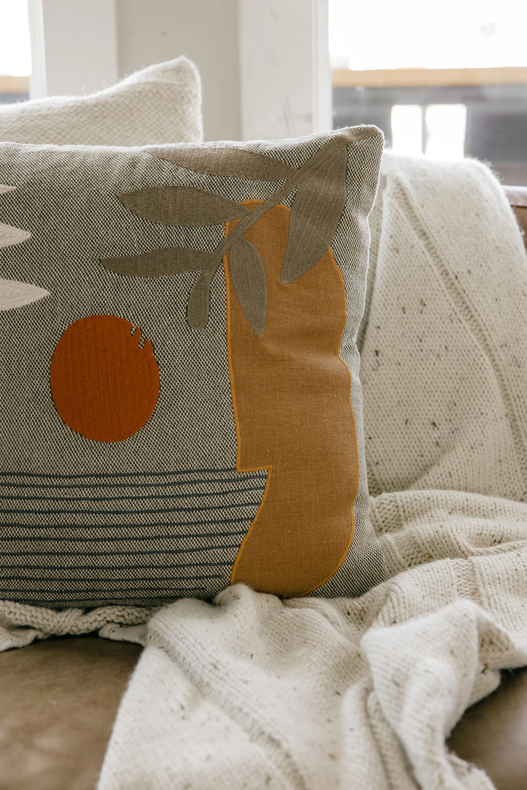 Soleil Embroidered Patchwork Pillow - Image 2