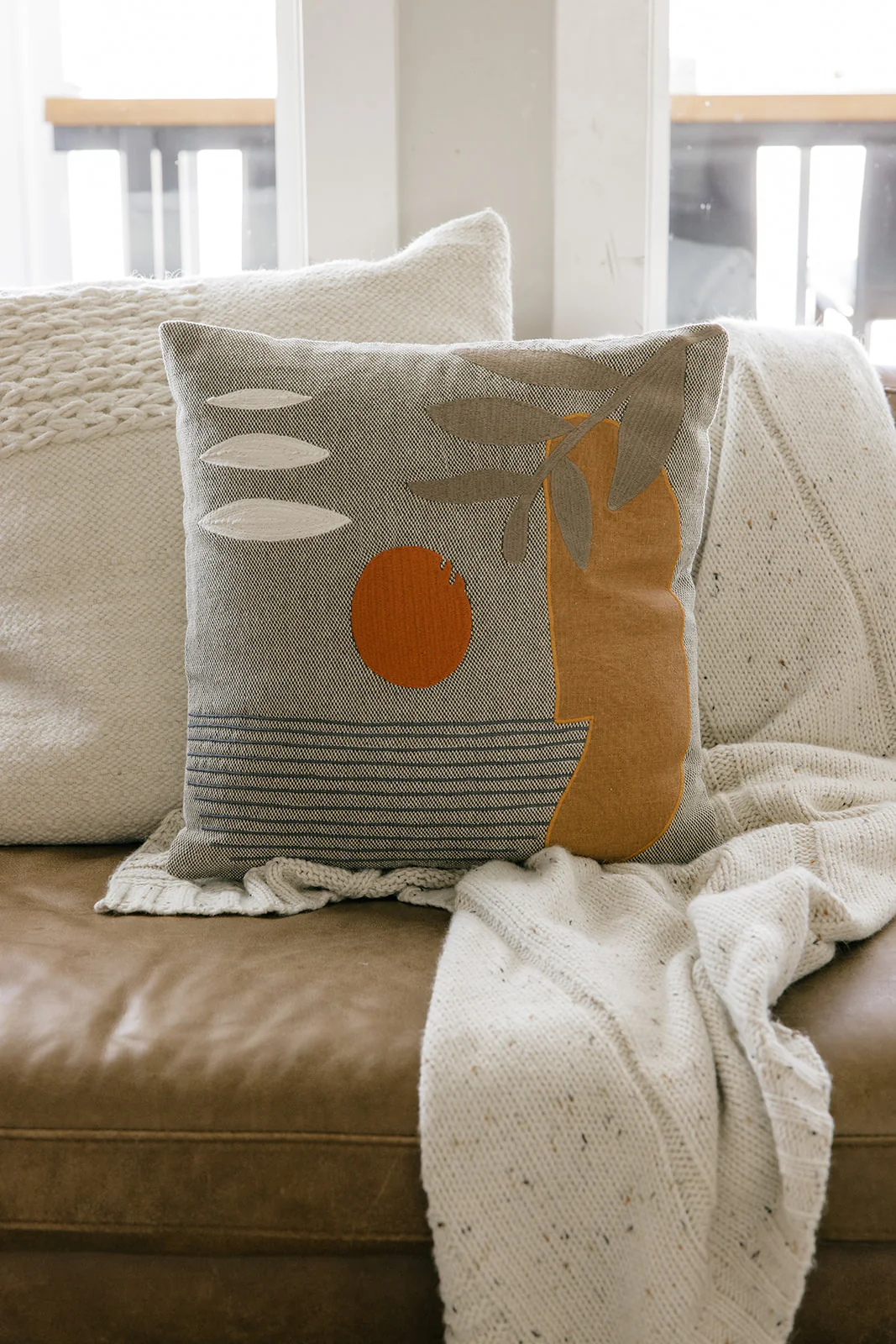 Soleil Embroidered Patchwork Pillow - Image 3