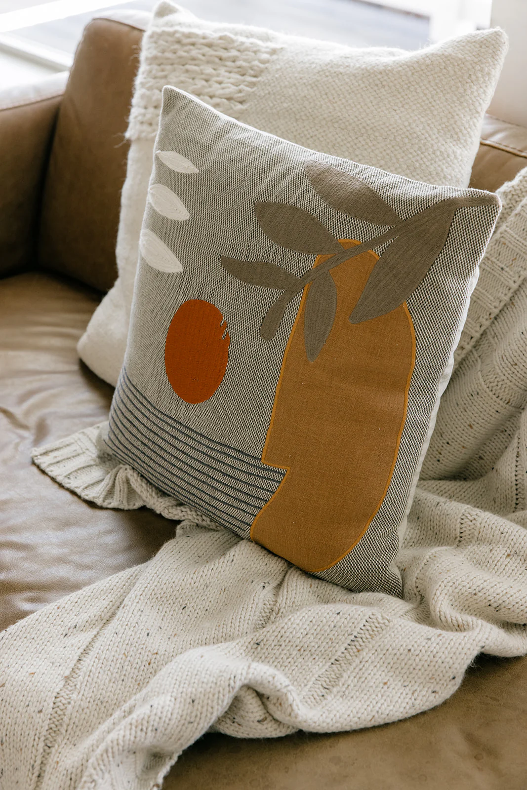 Soleil Embroidered Patchwork Pillow - Image 6
