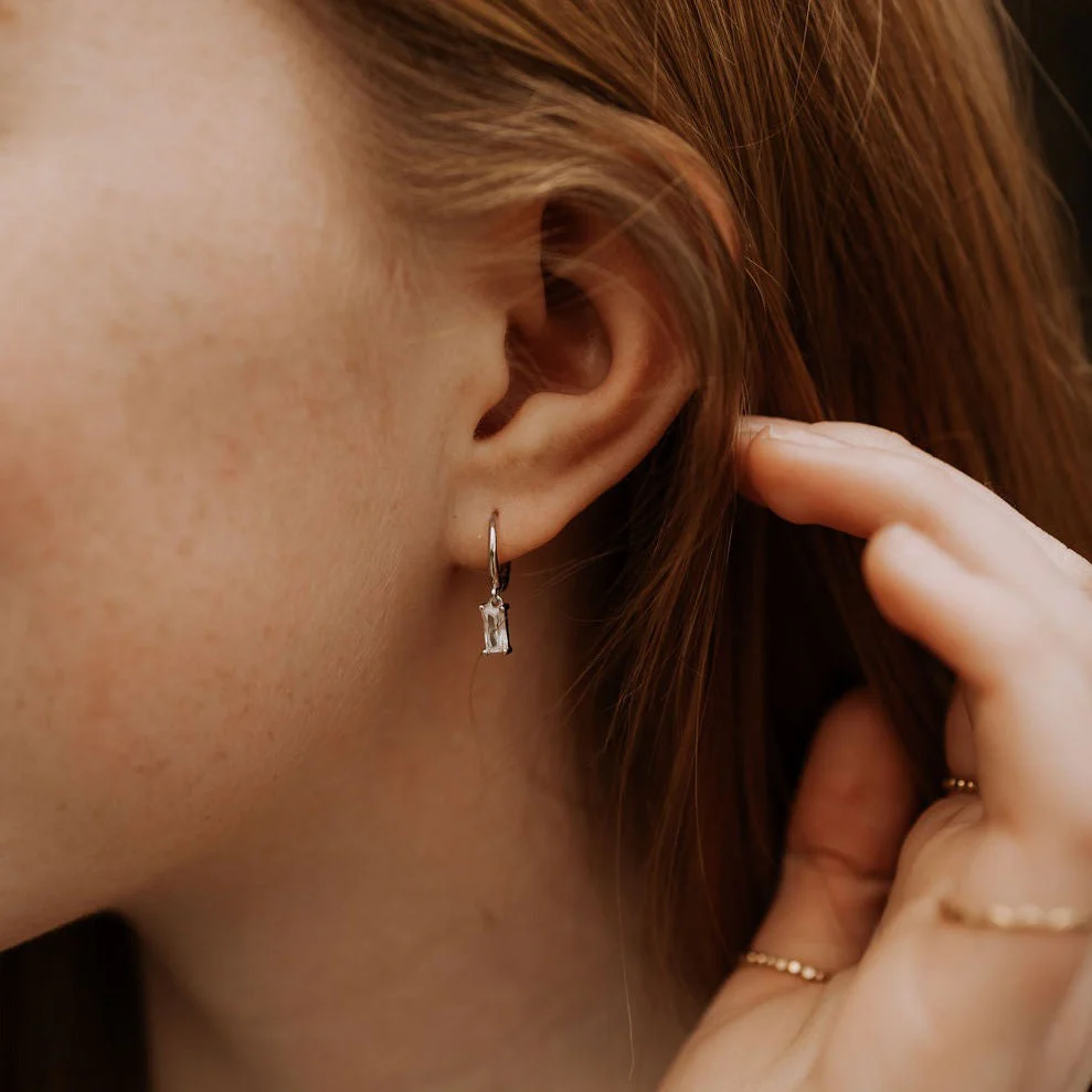 Sophie Baguette Diamond Dangle Hoops - Image 4