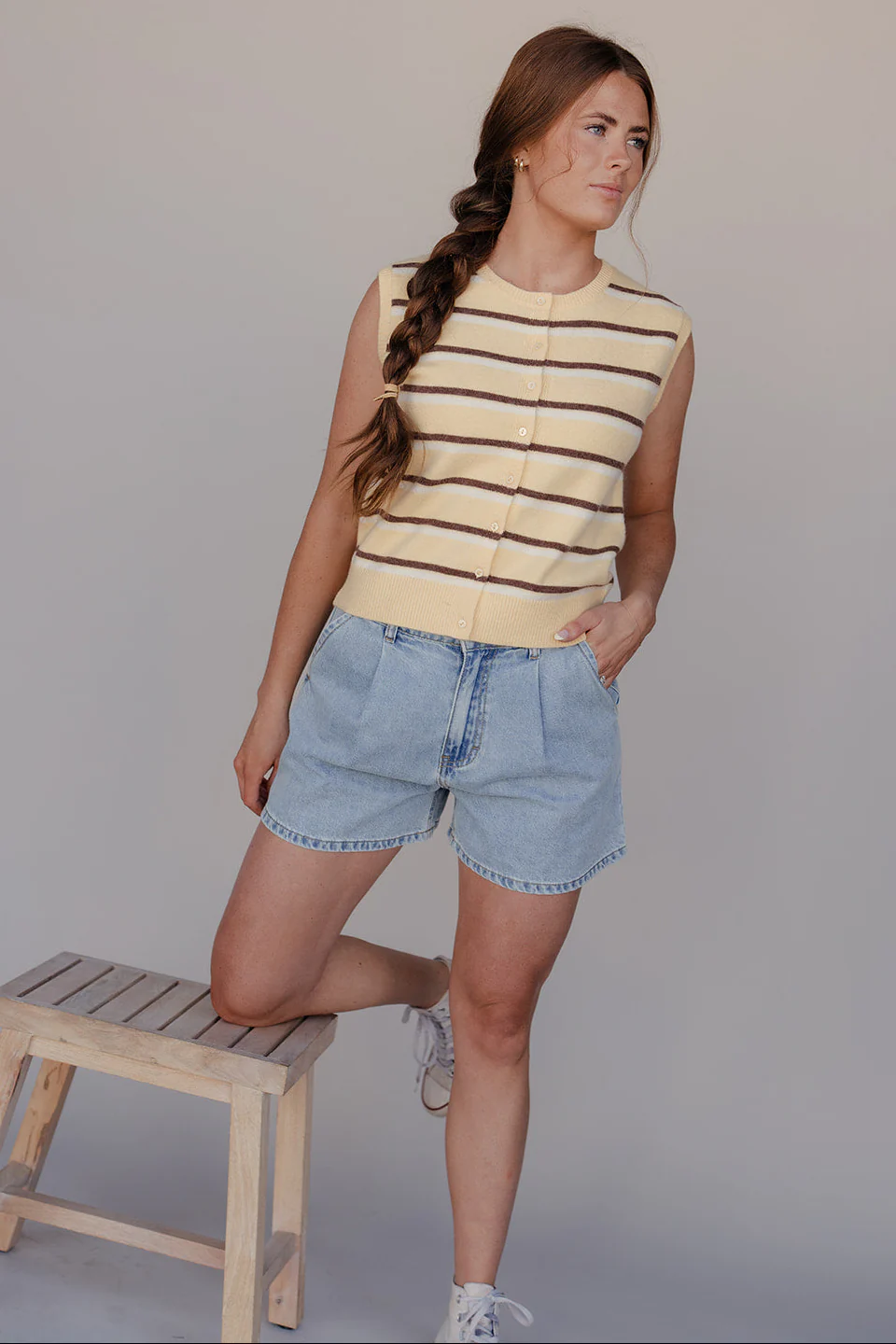 Sunny Stripe Button Vest
