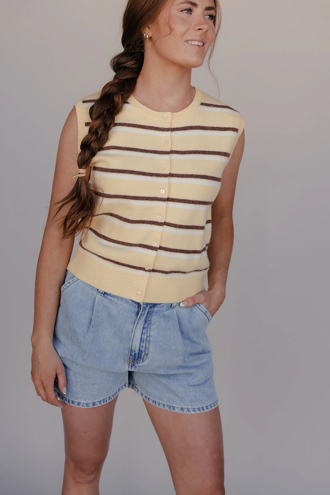 Sunny Stripe Button Vest - Image 2
