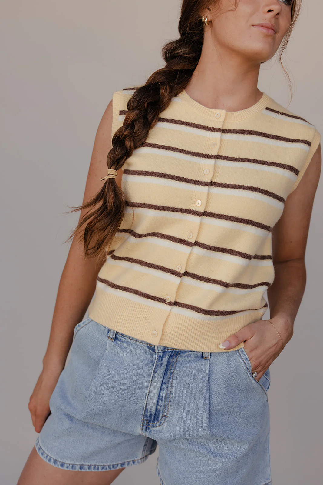 Sunny Stripe Button Vest - Image 8