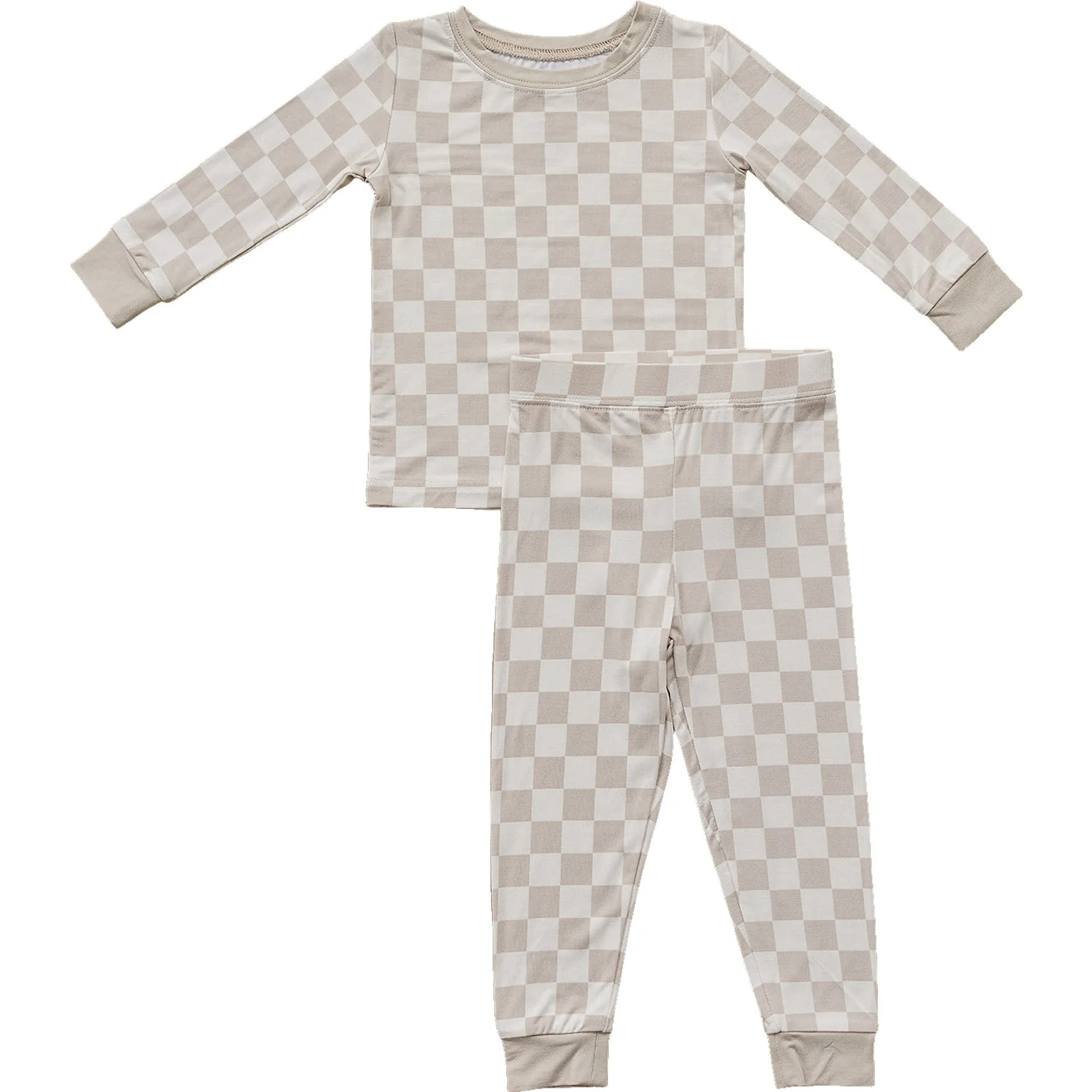 Taupe Checkered Bamboo Cozy Set - Image 3