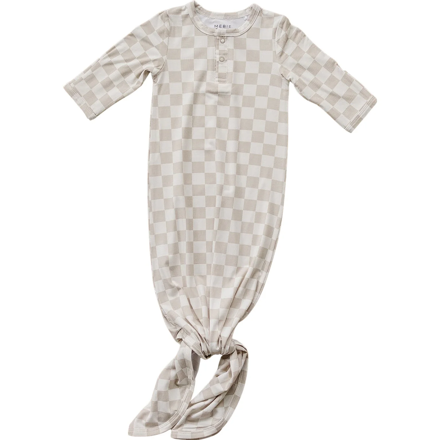 Taupe Checkered Bamboo Knot Gown - Image 3