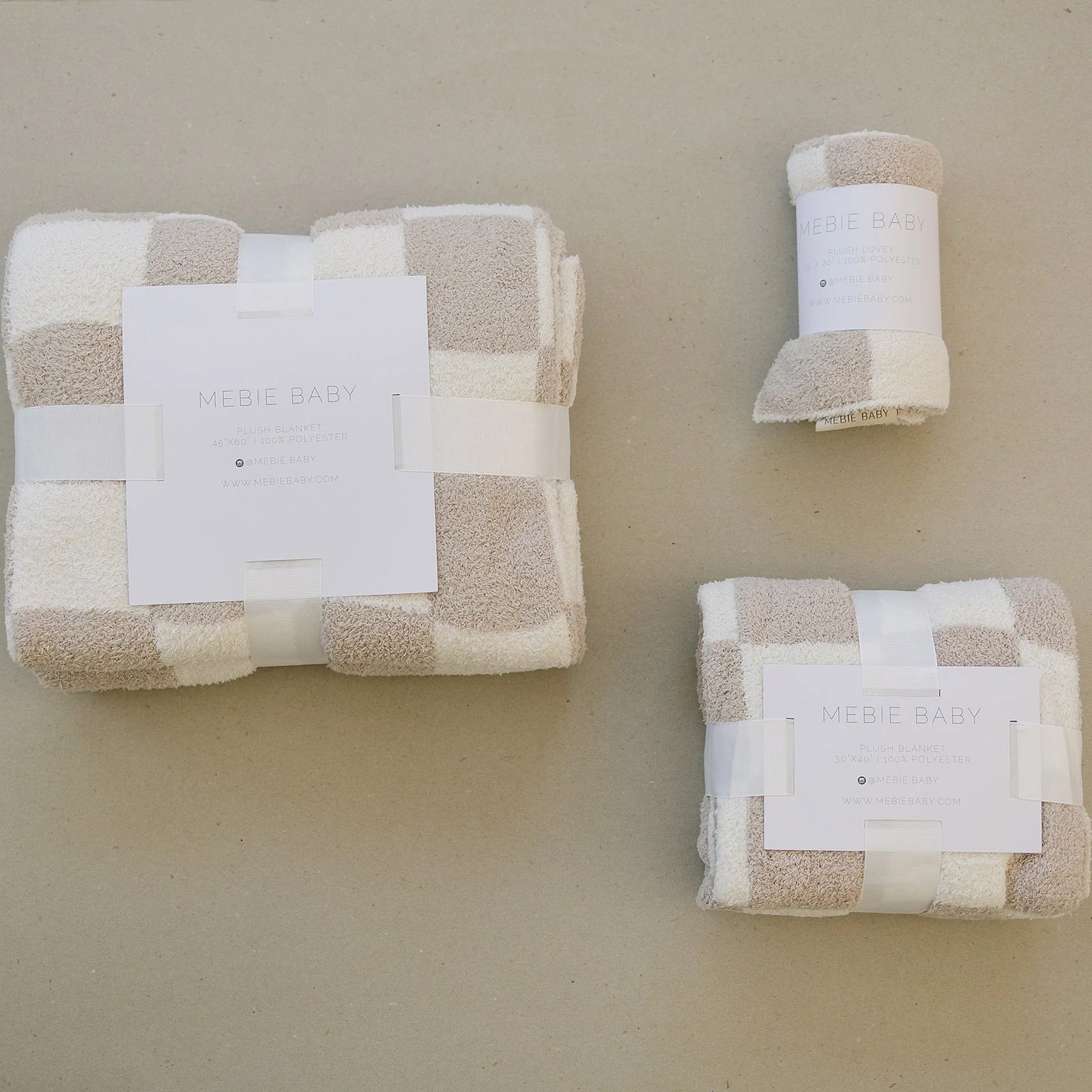 Taupe Checkered Plush Blanket - Image 15