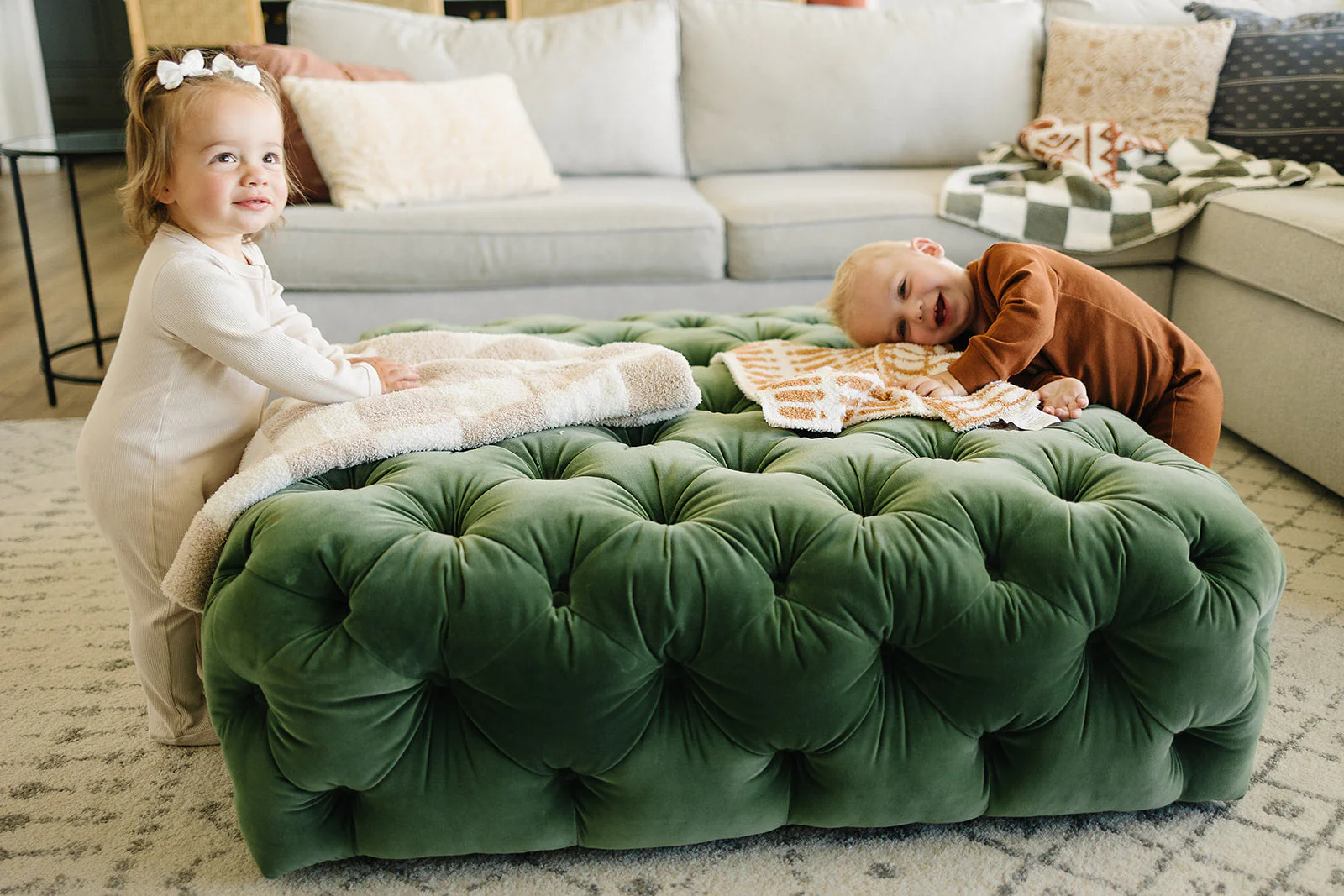 Taupe Checkered Plush Blanket - Image 6