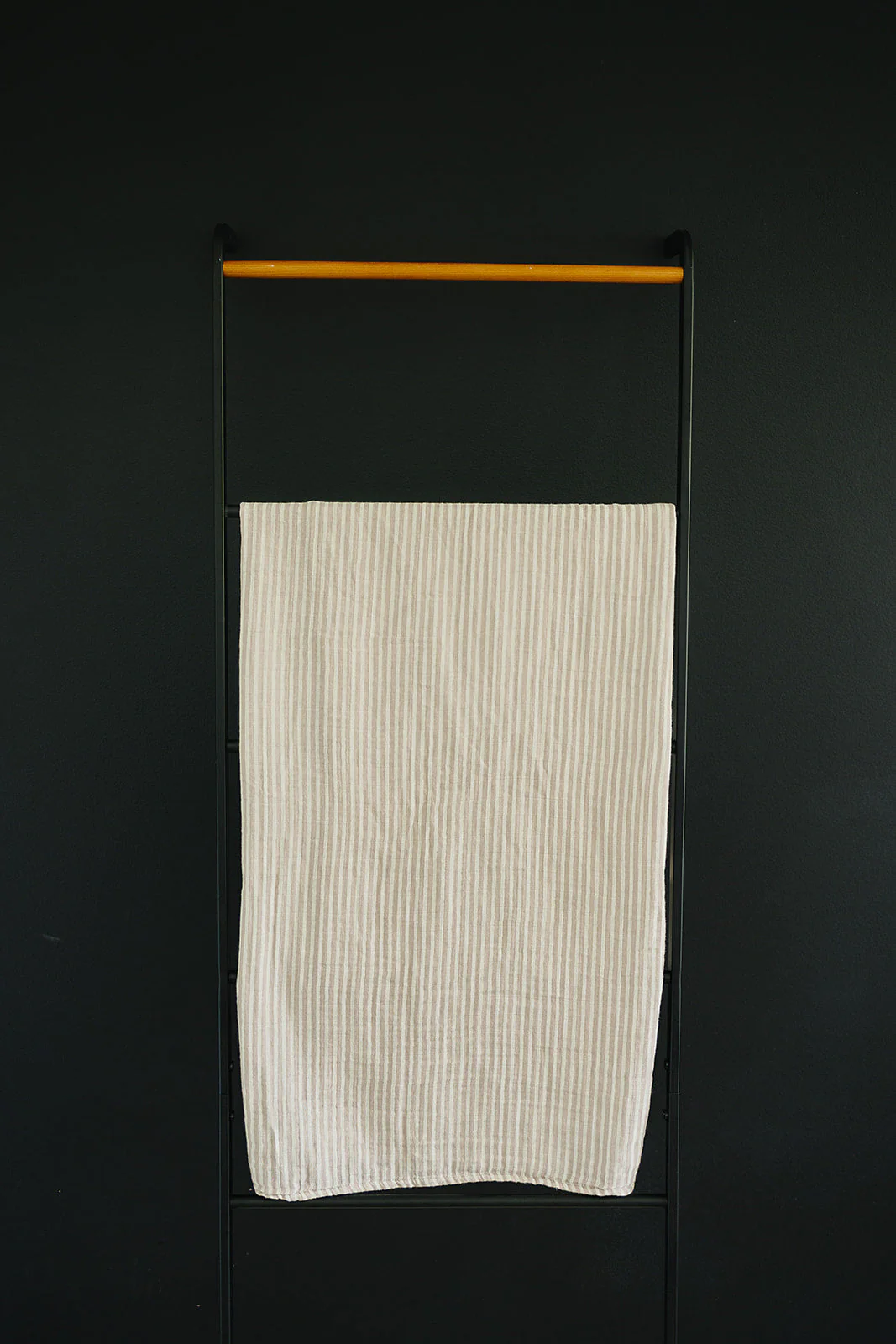 Taupe Stripe Muslin Swaddle Blanket - Image 3