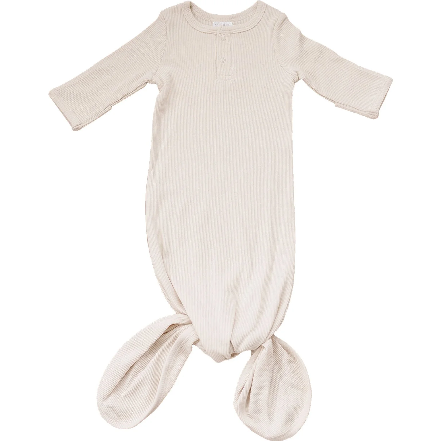 Vanilla Organic Cotton Ribbed Knot Gown - Image 3
