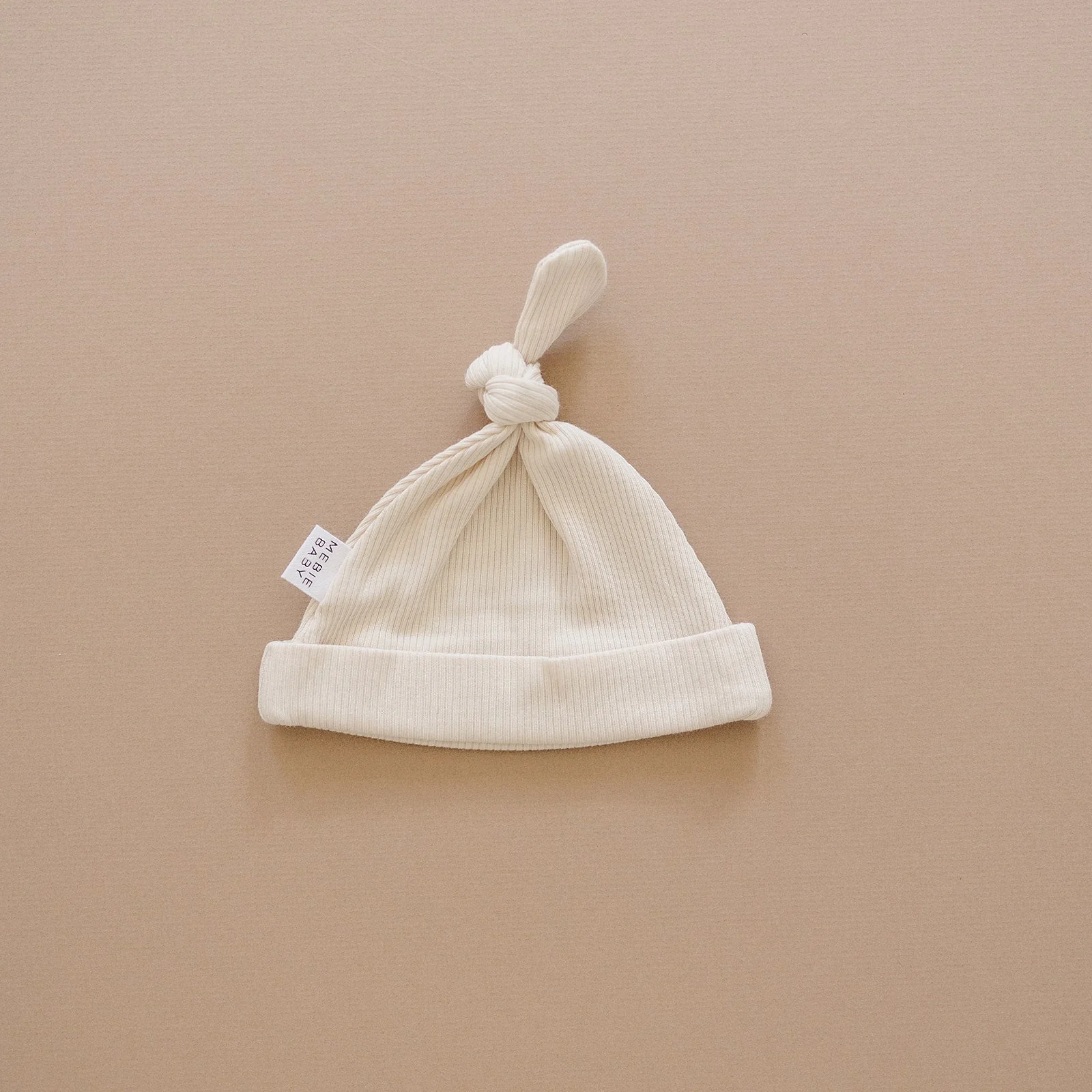 Vanilla Organic Ribbed Newborn Knot Hat - Image 4