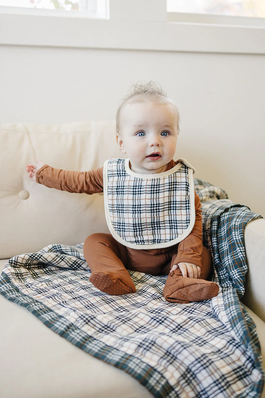Vintage Plaid Classic Muslin Bib - Image 2