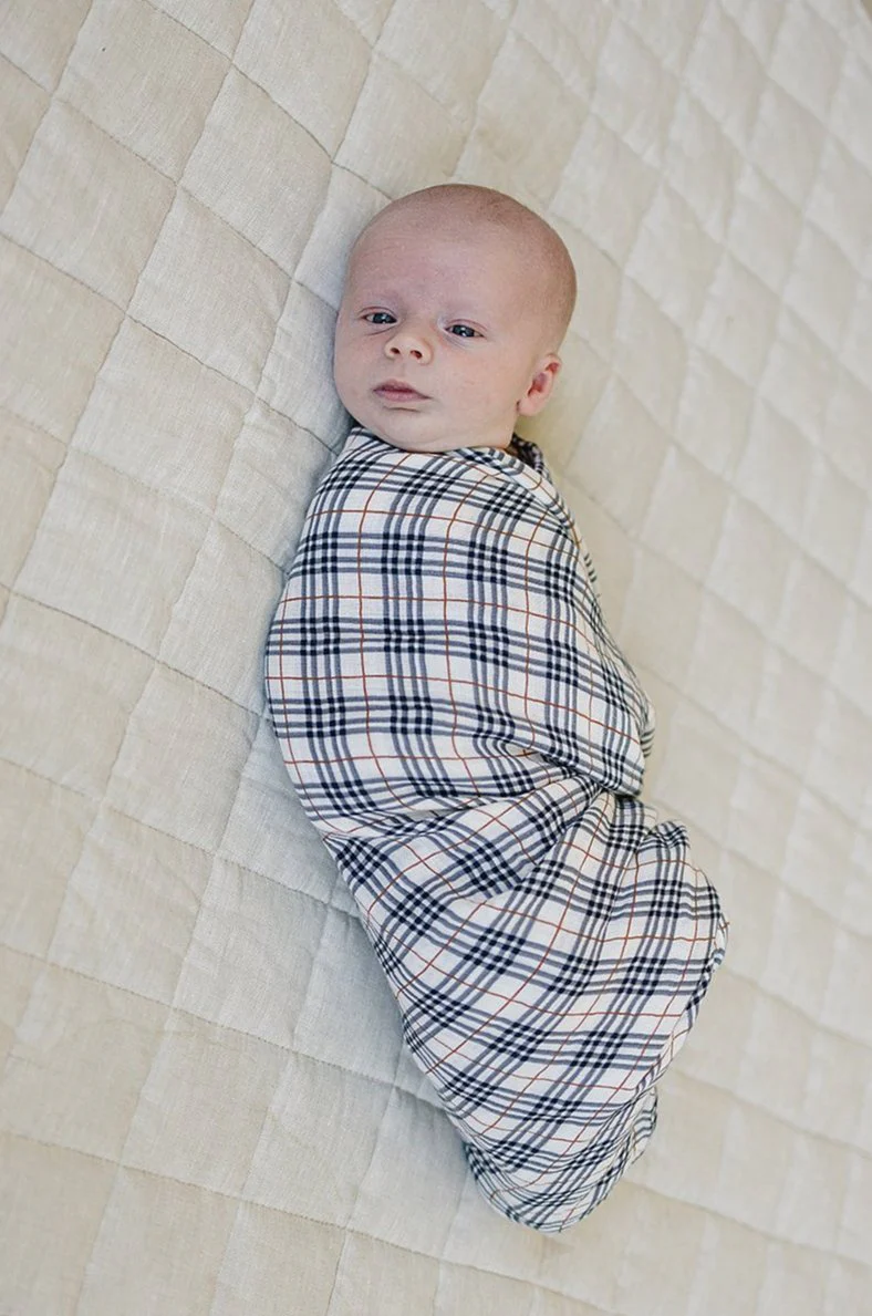 Vintage Plaid Muslin Swaddle Blanket - Image 2