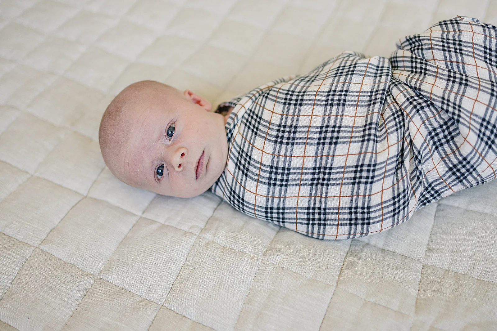 Vintage Plaid Muslin Swaddle Blanket - Image 3