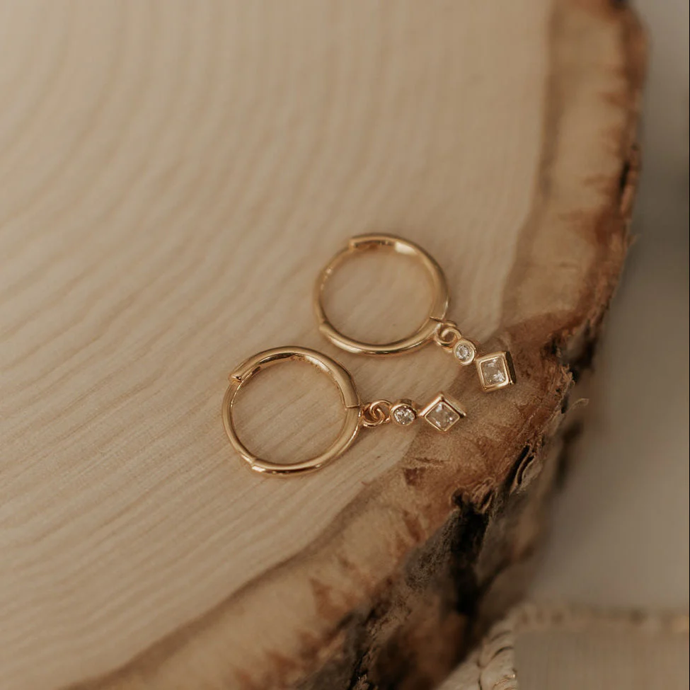 Willow Diamond Dangle Hoops