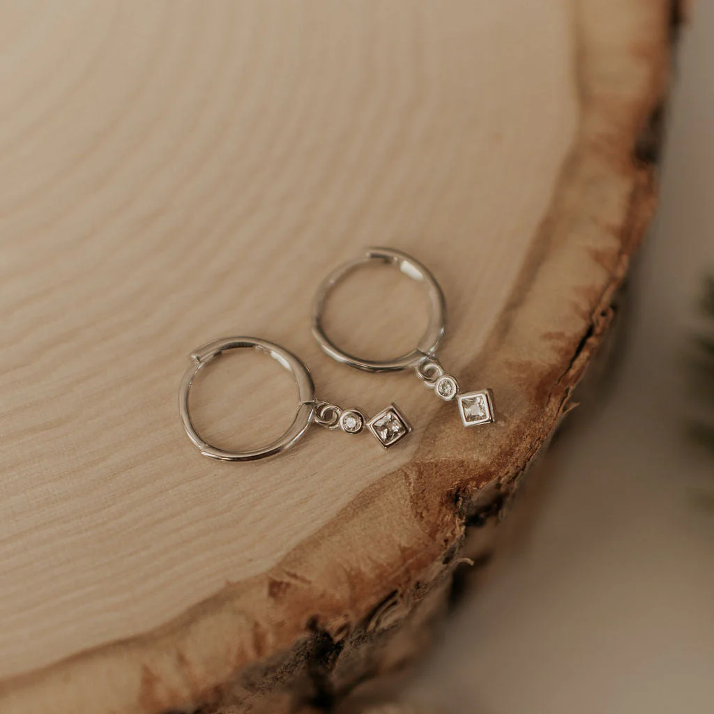 Willow Diamond Dangle Hoops - Image 5