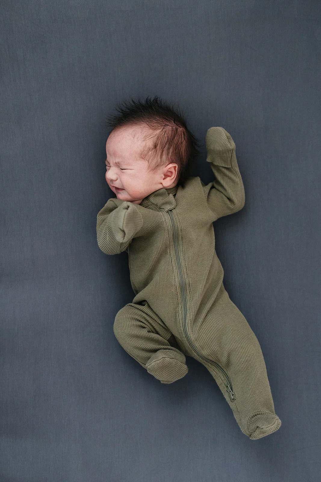 Winter Green Organic Cotton Ribbed Zipper - Image 2