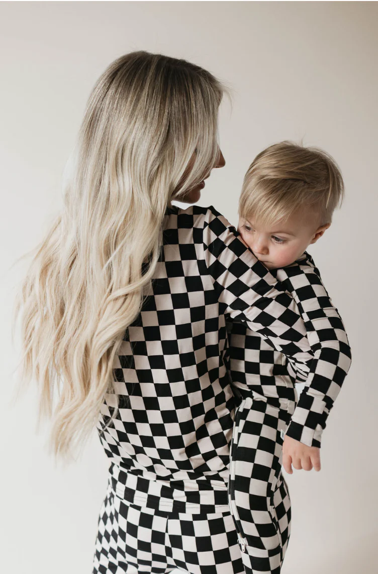 Women's Bamboo Pajamas | Black Checkered - Image 13