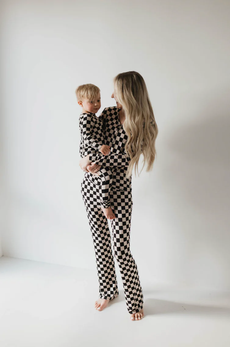 Women's Bamboo Pajamas | Black Checkered - Image 15